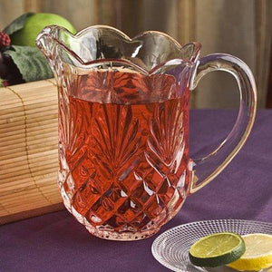 Elegant Crystal Clear Pitcher, With Beautiful Pineapple Pattern, With Spout and Handle, Ideal for Water, Ice Tea, Juice, Fruit Punch and Beverages, Jug Hold 46 oz - Le'raze by G&L Decor Inc