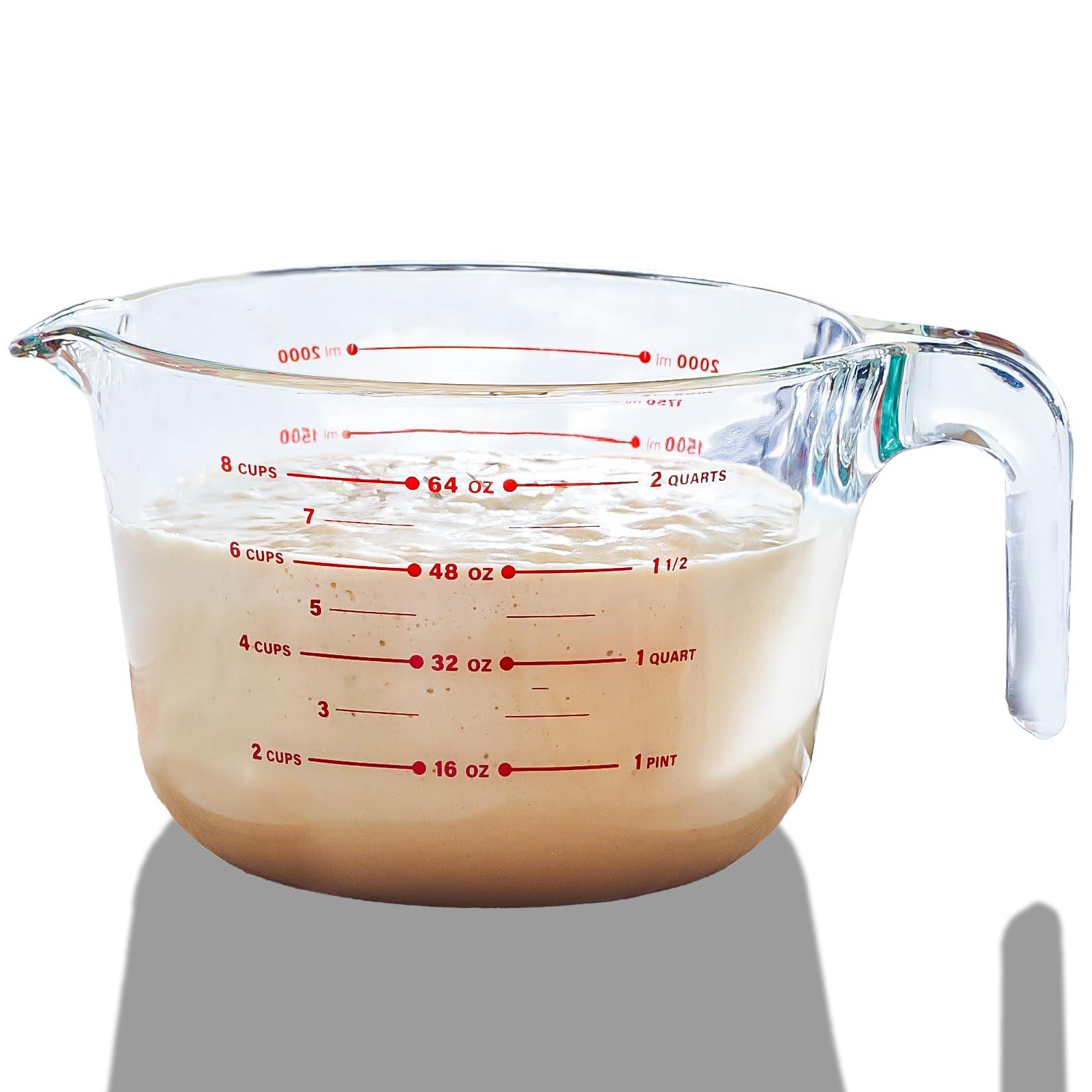8 Cup Large Glass Measuring Cup - Kitchen Mixing Bowl Liquid Measure Cups Glass Tupperware Bakeware Set, Punch Bowl, Batter Bowl. - Le'raze by G&L Decor Inc