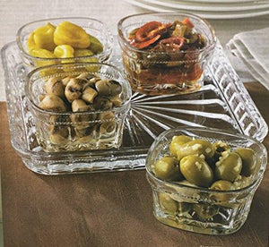 Le'raze Elegant Condiment Server and Dip Bowl Set, Crystal Sparkling Design Relish Tray, For Dried Fruits, Nuts, Candy, and Dips (Crystal) - Le'raze by G&L Decor Inc