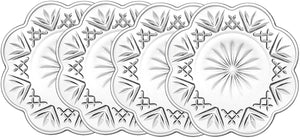 Crystal Desert Plates, Canape Plates with Forks for Appetizer, Desert, Fruit, Salad and Cake, Set of 4 Clear Glass Plates - Le'raze by G&L Decor Inc